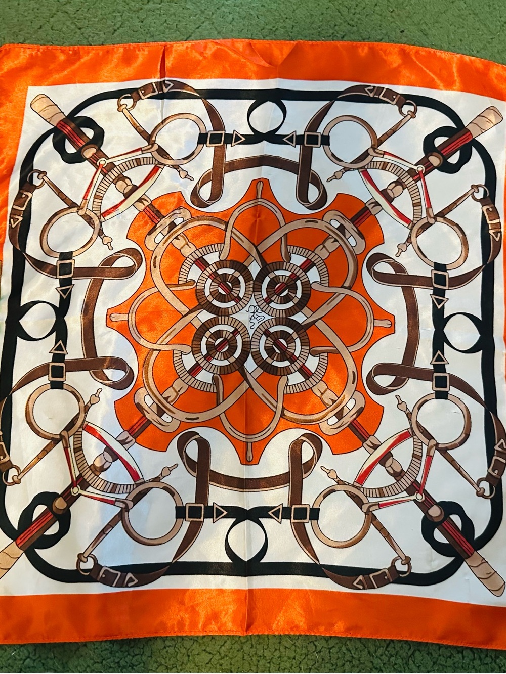 Orange Equestrian Pattern Decorative Scarf - Home Accents
